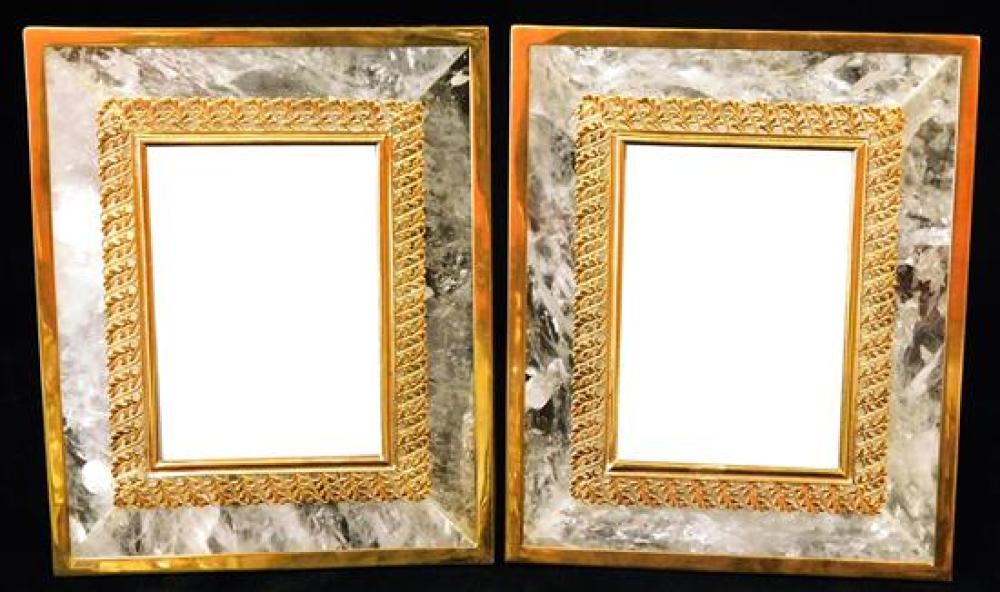 Appraisal: Pair of Brazilian rock crystal frames th C thick crystal