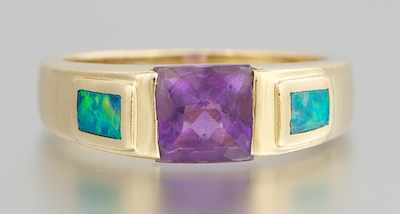 Appraisal: A Ladies' Amethyst and Opal Ring k yellow gold ring