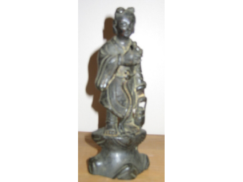 Appraisal: ANTIQUE CHINESE BRONZE FIGURE OF A BOY With flowing robes