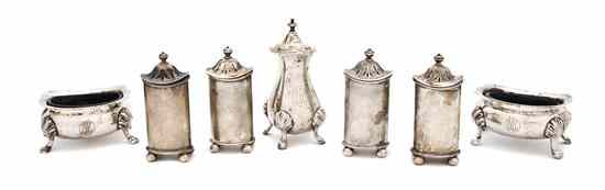 Appraisal: A Group of English Silver Articles comprising a caster by