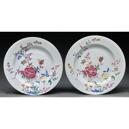 Appraisal: Two Chinese famille rose plates th c cm diam More