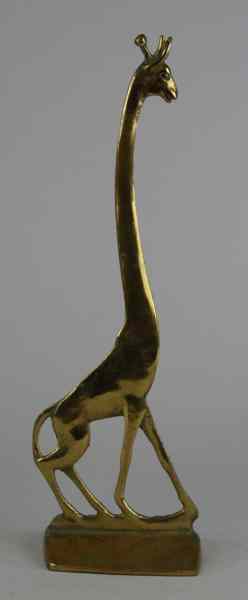 Appraisal: DECO GIRAFFE DOORSTOP Brass elegant slender depiction of deco styled