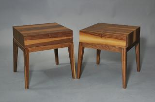 Appraisal: Pair of Huppe Meubles Inc Canada walnut one drawer stands