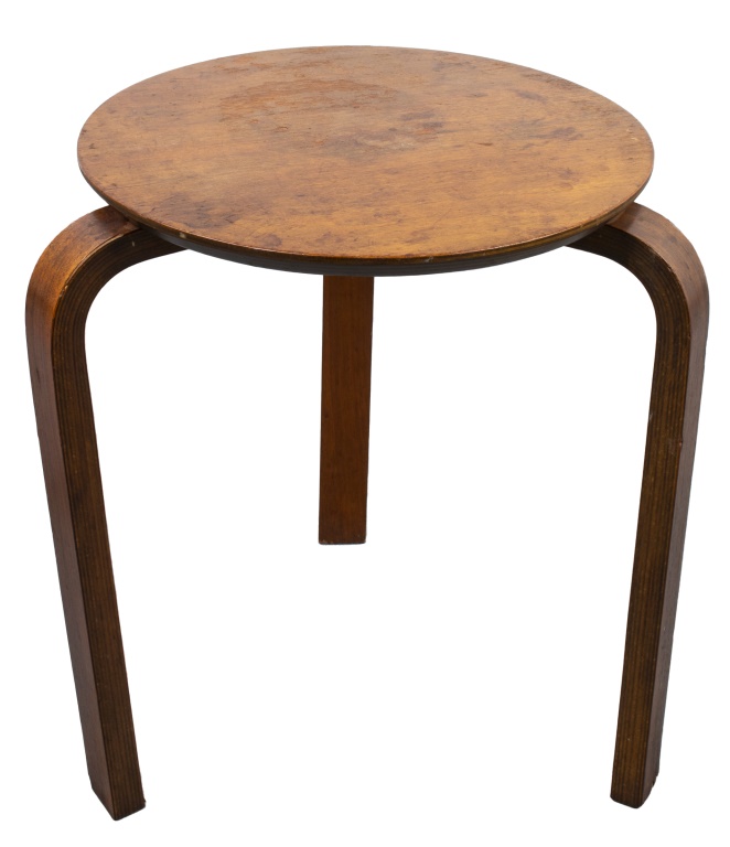 Appraisal: AALTO STYLE TEAK STACKING STOOL LOW TABLE Danish Modern teak