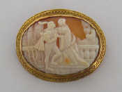 Appraisal: A th century gold and shell cameo brooch the oval