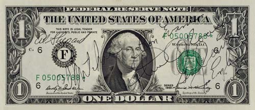 Appraisal: Apollo Prime and Back-up Crew Signed Dollar Bill A series