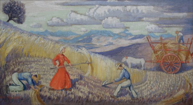 Appraisal: Norman Lloyd - Harvesting Tuscany oil on canvas signed 'NORMAN