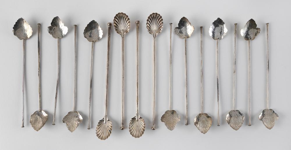 Appraisal: SIXTEEN ASSEMBLED STERLING SILVER SWIZZLE STICKS APPROX TOTAL TROY OZ