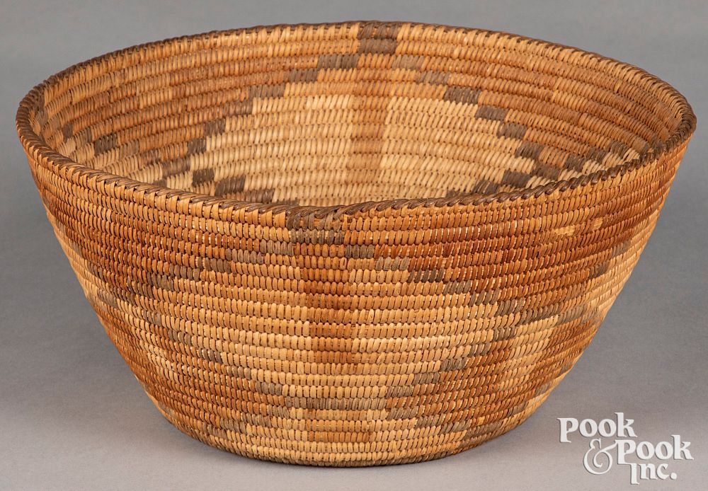 Appraisal: Pima Indian large polychromed basket Pima Indian large polychromed basket