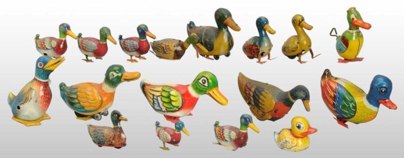 Appraisal: Lot of Tin Litho Duck Friction Wind-Up Toys Description German