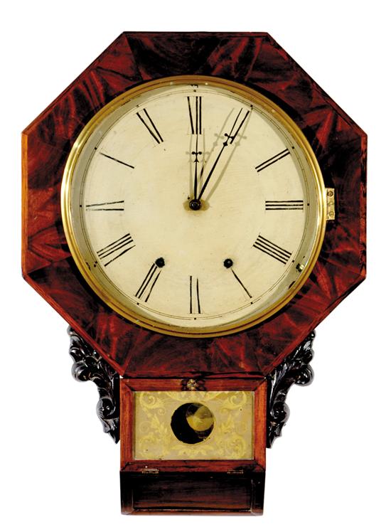 Appraisal: Rare Chauncey Goodrich wall clock mahogany and rosewood veneer octagonal