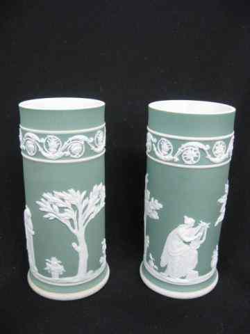 Appraisal: Pair of Wedgwood Jasperware Vases classical scenes of maidens in