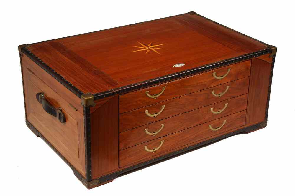 Appraisal: STARBAY CAMPAIGN CHEST BAR - th c Mahogany Brass Bound