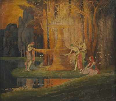 Appraisal: Allegorical Painting Early th Century Nymphs at the Fountain of