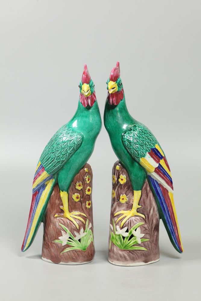 Appraisal: pair of Chinese porcelain parrots each in H Notice to