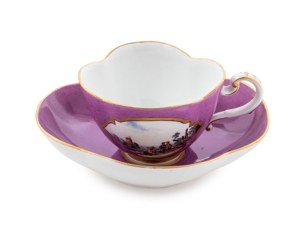 Appraisal: A Meissen Painted and Parcel Gilt Porcelain Teacup and Saucer