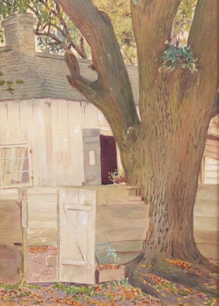 Appraisal: ORA COLTMAN AMERICAN CLEVELAND SCHOOL - x Farmyard Corner Watercolor