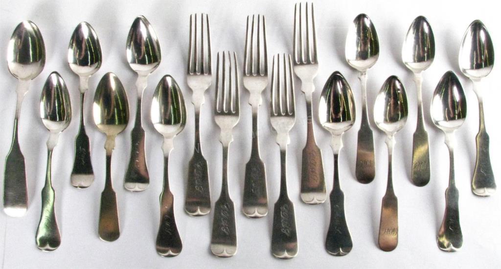 Appraisal: Group of Coin Silver Flatware pieces total including forks Eugene