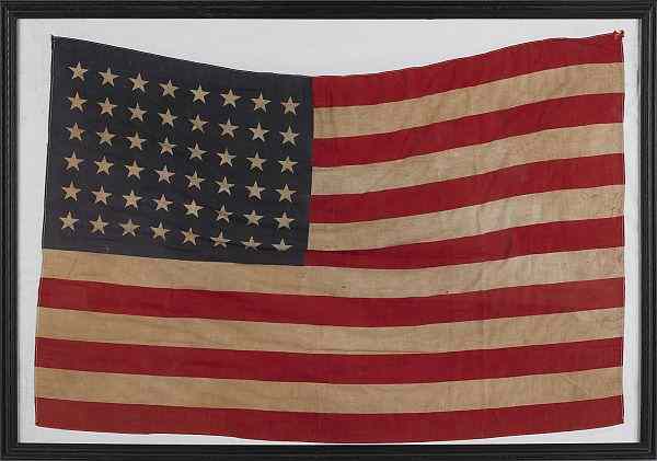 Appraisal: Three framed items to include a forty-eight star American flag