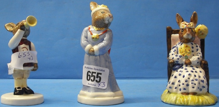 Appraisal: Royal Doulton Bunnykins Figures Harry The Herald DB Queen Sophie