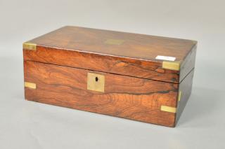 Appraisal: Small rosewood Victorian lap desk with brass bound corners and