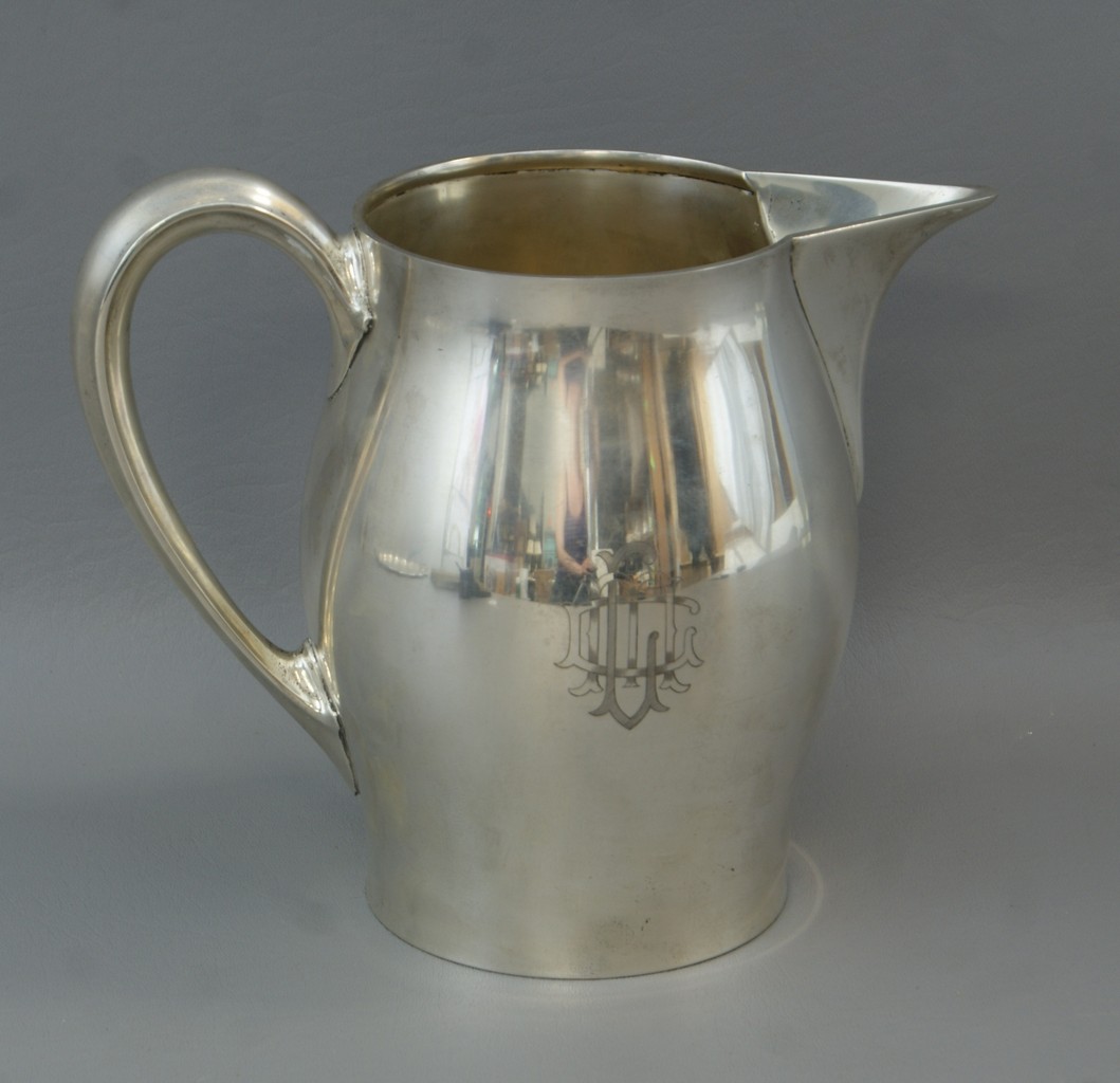 Appraisal: C Durgin-Gorham sterling silver water pitcher letter mono h TO