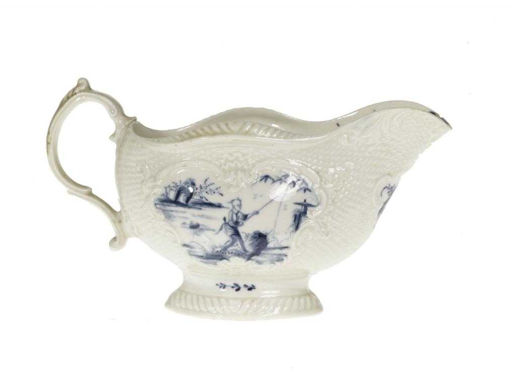 Appraisal: A WORCESTER SAUCE BOAT crisply moulded with basket weave and