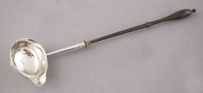 Appraisal: George III Sterling Silver and Turned Mahogany Brandy Ladle London