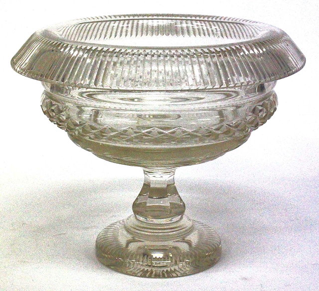 Appraisal: A TH CENTURY CUT GLASS FOOTED BOWL with fold over