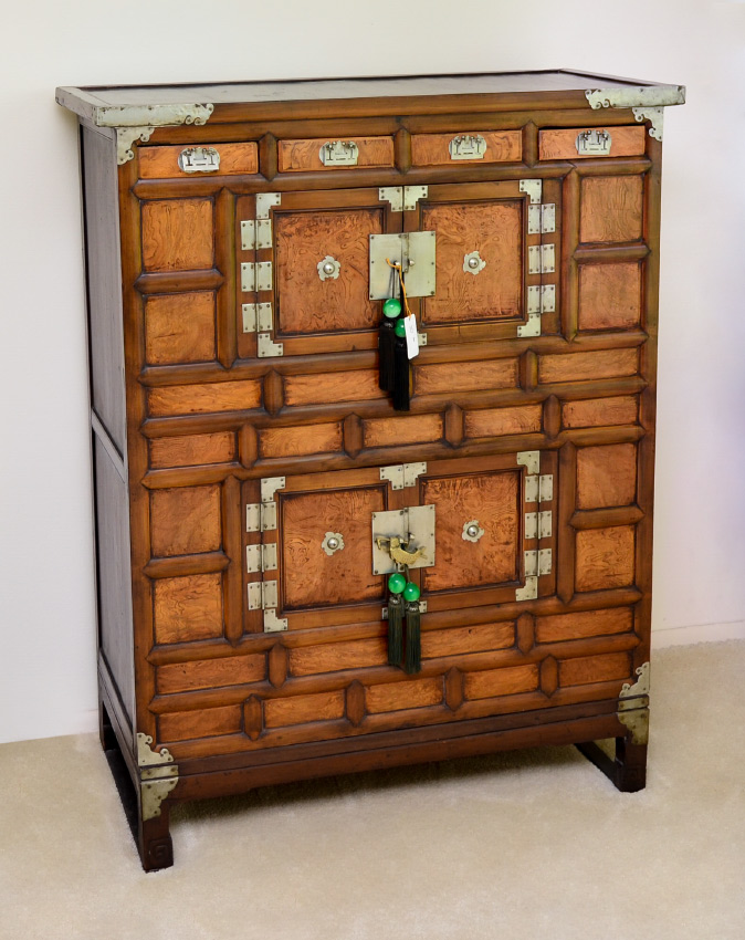 Appraisal: KOREAN METAL MOUNTED TANSU CHEST Metal hardware and decoration drawers