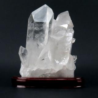 Appraisal: Rock Quartz Lapidary Specimen on Wooden Stand Rock Quartz Lapidary