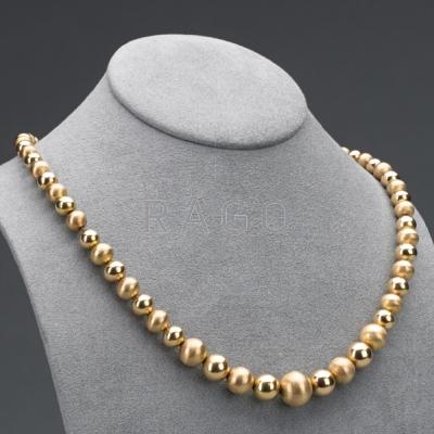 Appraisal: K YELLOW GOLD BEAD NECKLACE th C Graduated matte and