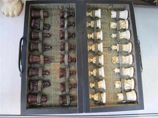 Appraisal: CHINESE RESIN CHESS SET WITH BOARD