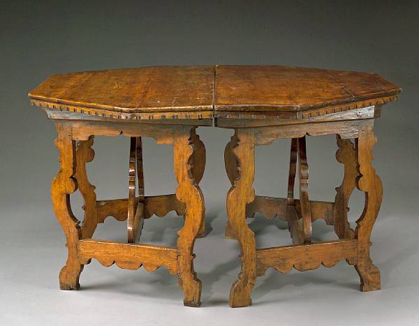 Appraisal: A fine pair of North Italian Baroque walnut tables Bologna