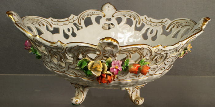 Appraisal: Dresden floral decorated center bowl x h some chips on