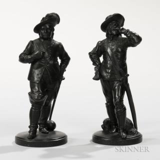 Appraisal: Pair of Wedgwood Black Basalt Figures England c the standing