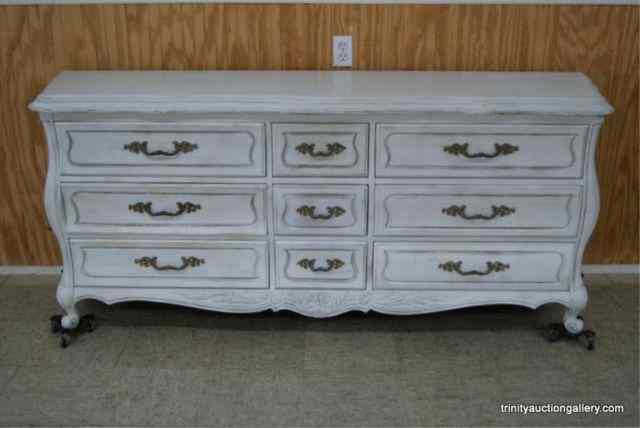 Appraisal: White Shabby Chic Painted Oak Triple DresserThis is for a