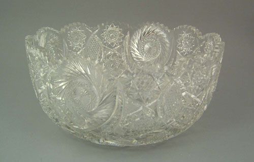 Appraisal: Large cut glass punch bowl early th c h dia