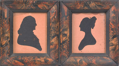 Appraisal: Pair of Peale's Museum hollowcut silhouettes early th c retaining