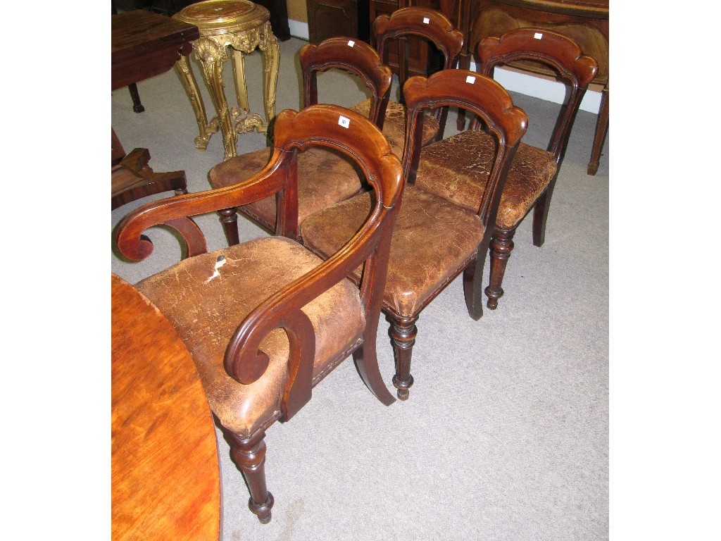 Appraisal: Set of six Victorian mahogany and leather upholstered dining chairs