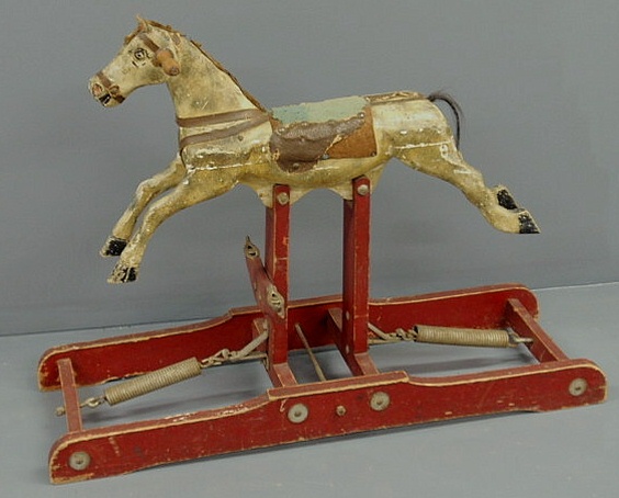 Appraisal: Childs rocking horse th th c with paint decoration and