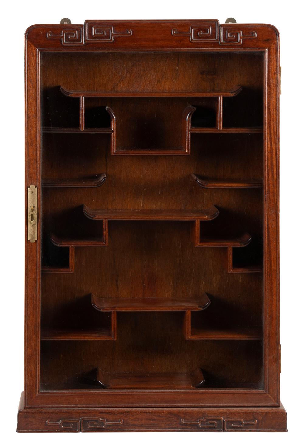 Appraisal: CHINESE ROSEWOOD HANGING DISPLAY CABINET TH CENTURY HEIGHT WIDTH DEPTH