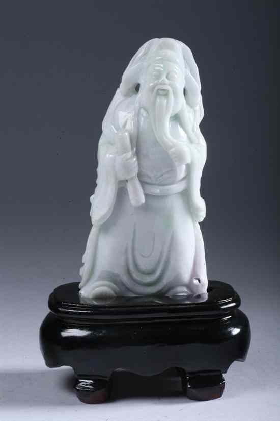 Appraisal: CHINESE WHITE APPLE GREEN AND LAVENDER JADEITE FIGURE OF IMMORTAL