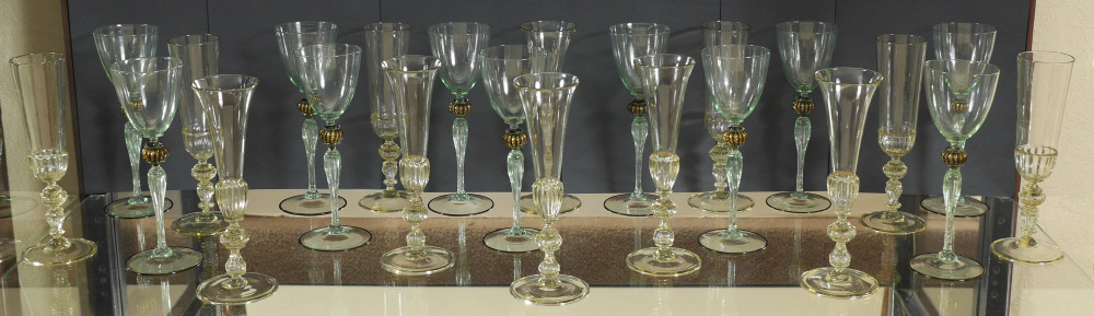 Appraisal: SETS ITALIAN GLASS STEMWARE unmarked sets to include Green wine