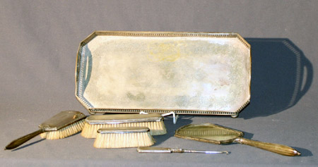 Appraisal: Webster Co Sterling Mounted Five-Piece Dresser Set and Silver Plate