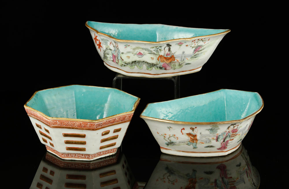 Appraisal: - Lot of Famille Rose Bowls Lot of three famille