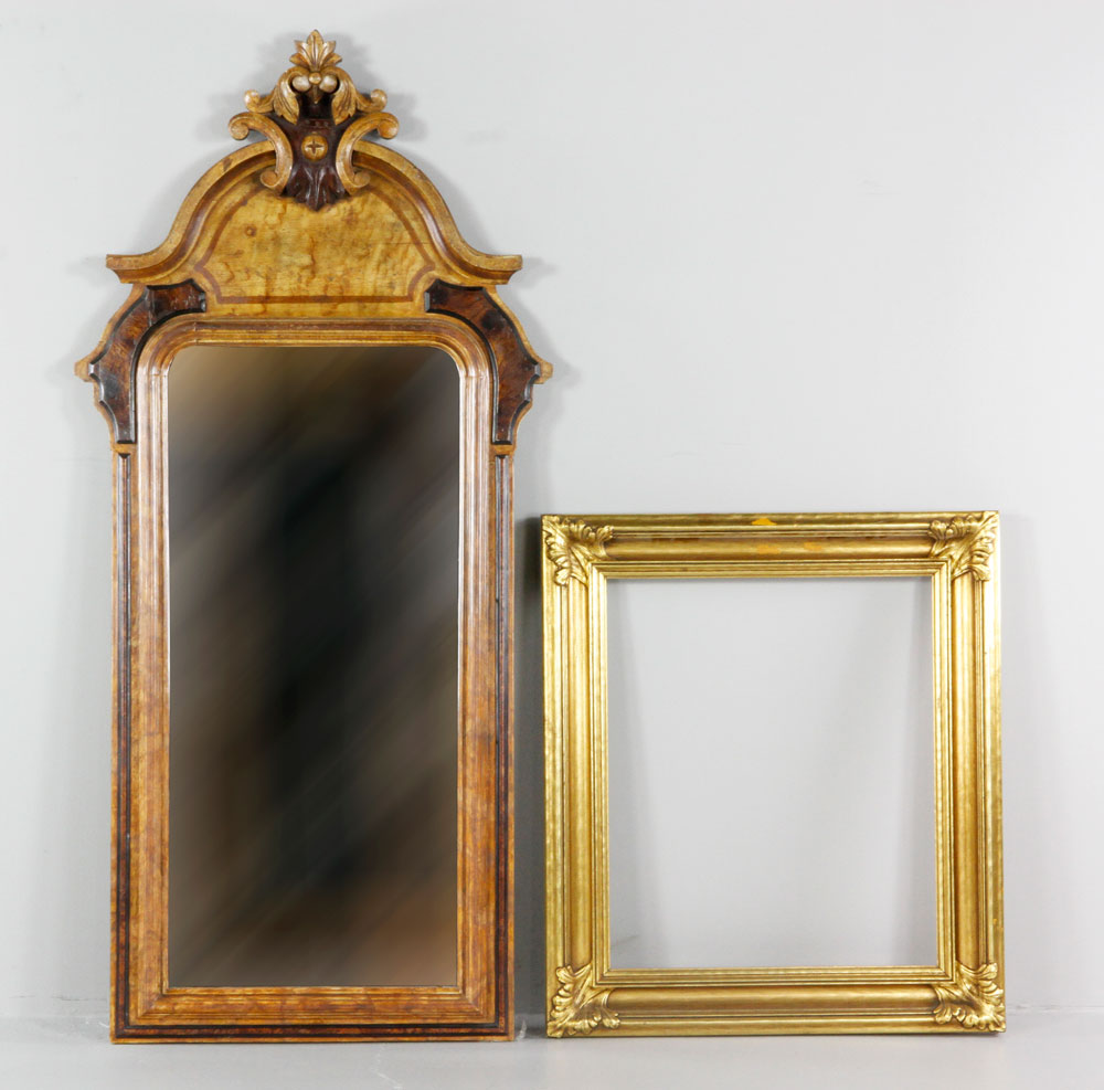 Appraisal: - th C Wood Mirror and Gilt Frame th century