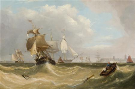 Appraisal: SIR GEORGE CHAMBERS - SHIPPING IN AN ESTUARY Signed and