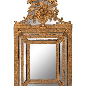 Appraisal: A Dutch Baroque Style Brass Mirror Late th Century Height