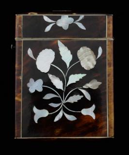 Appraisal: Tortoiseshell and mother of pearl inlaid card case x cm